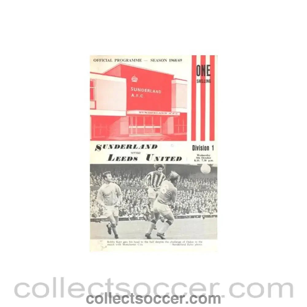 1968 - Sunderland v Leeds United official programme 09/10/1968 Football League - Collect Soccer