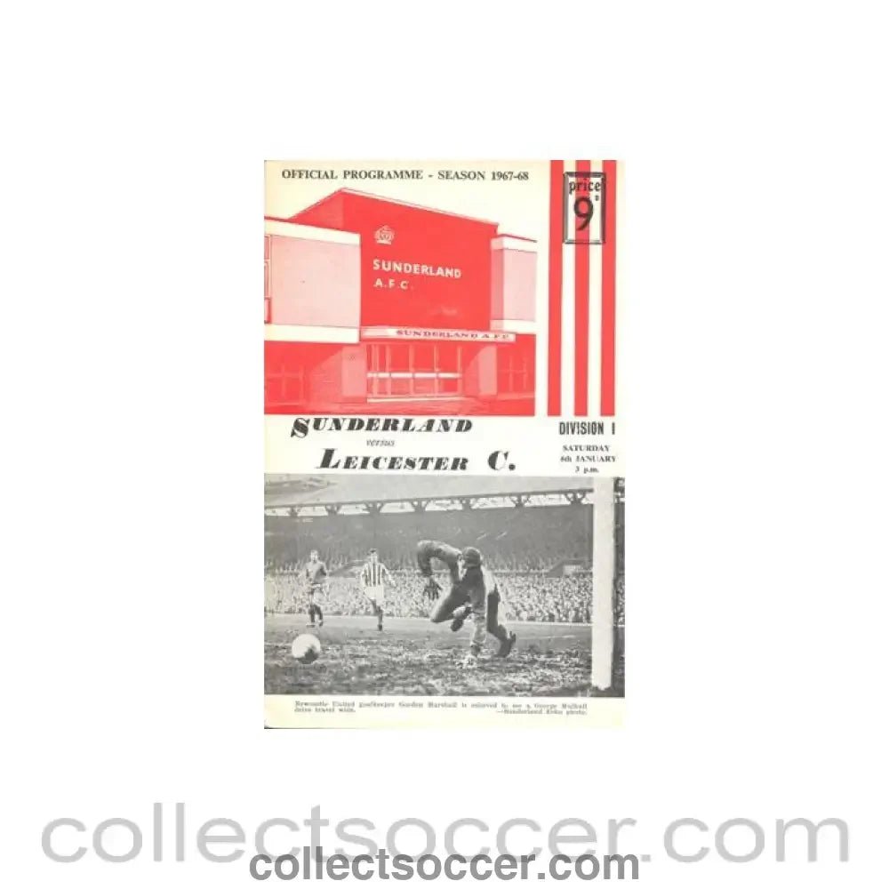 1968 - Sunderland v Leicester City official programme 06/01/1968 Football League, reduced price - Collect Soccer