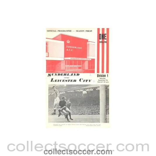 1968 - Sunderland v Leicester City official programme 07/09/1968 Football League - Collect Soccer