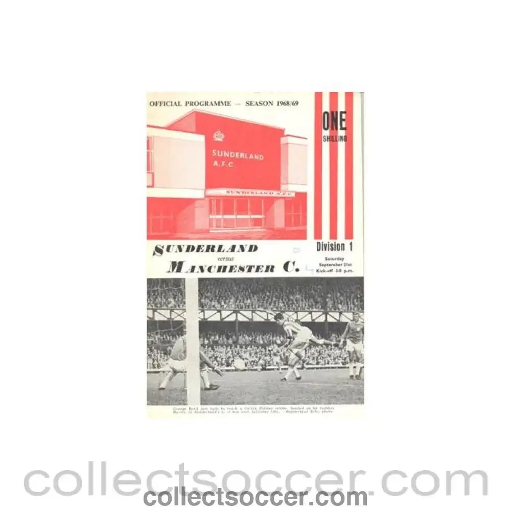 1968 - Sunderland v Manchester City official programme 21/09/1968 Football League - Collect Soccer