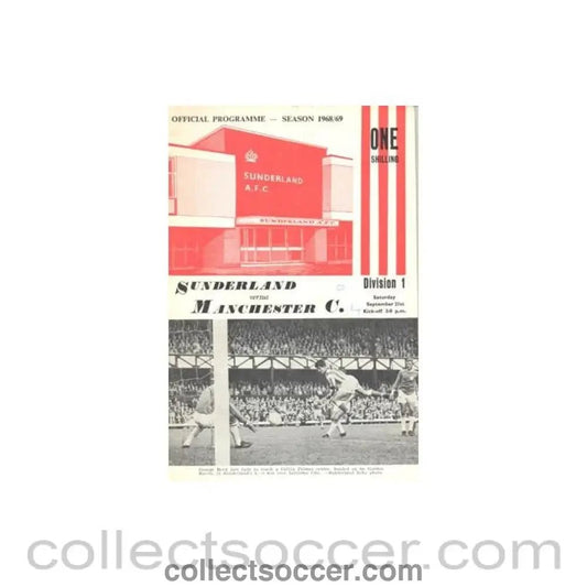 1968 - Sunderland v Manchester City official programme 21/09/1968 Football League - Collect Soccer