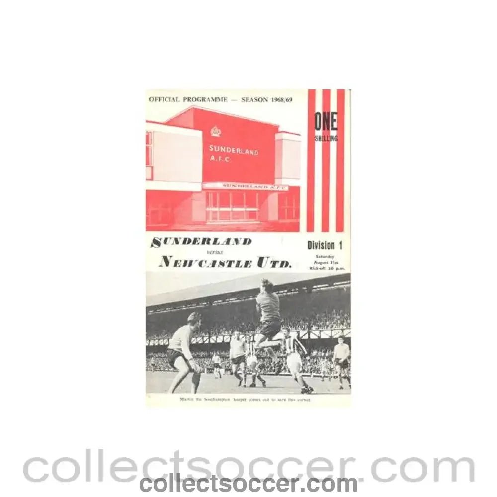 1968 - Sunderland v Newcastle United official programme 31/08/1968 Football League - Collect Soccer