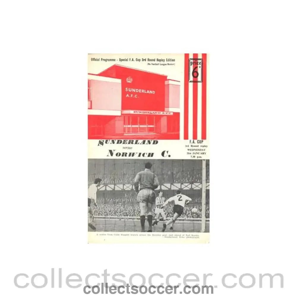 1968 - Sunderland v Norwich City official programme 31/01/1968 F.A. Cup - Collect Soccer