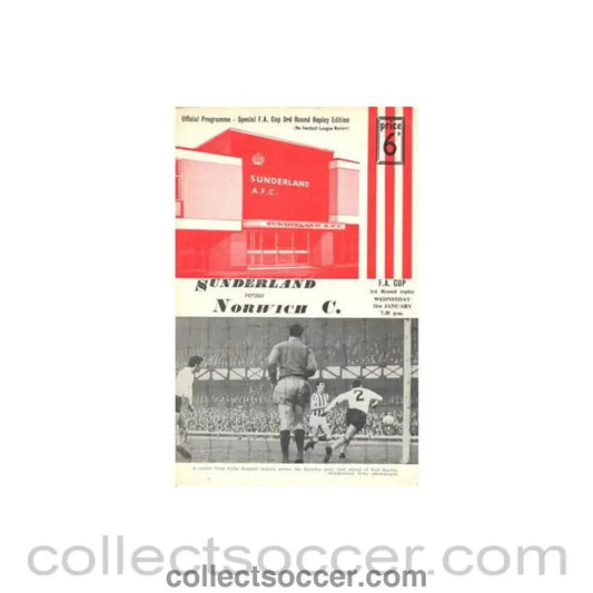 1968 - Sunderland v Norwich City official programme 31/01/1968 F.A. Cup - Collect Soccer