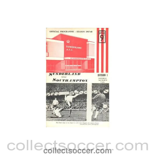 1968 - Sunderland v Southampton official programme 02/03/1968 Football League - Collect Soccer