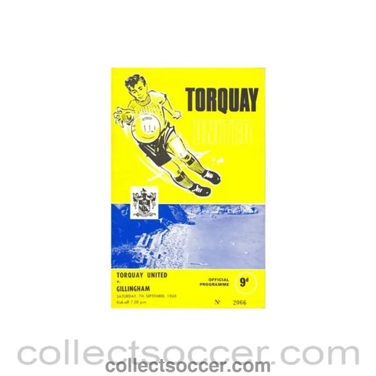 1968 - Torquay United v Gillingham official programme 07/09/1968 - Collect Soccer