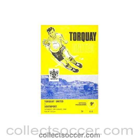 1968 - Torquay United v Southport official programme 10/08/1968 Football League - Collect Soccer