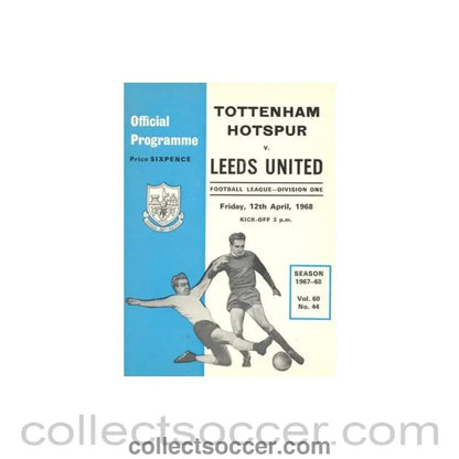 1968 - Tottenham Hotspur v Leeds United official programme 12/04/1968 Football League - Collect Soccer
