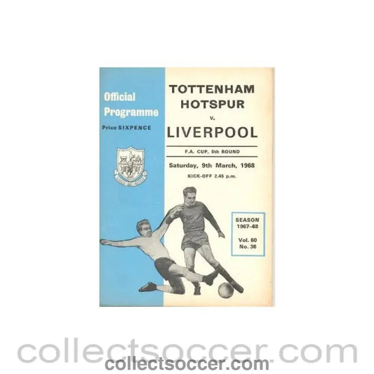1968 - Tottenham Hotspur v Liverpool official programme 09/03/1968 - Collect Soccer