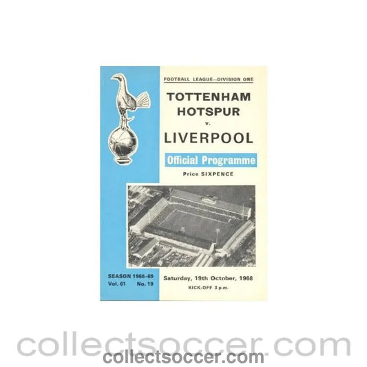 1968 - Tottenham Hotspur v Liverpool official programme 19/10/1968 Football League - Collect Soccer