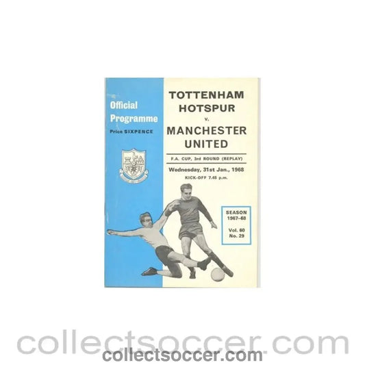 1968 - Tottenham Hotspur v Manchester United official programme 31/01/1968 - Collect Soccer