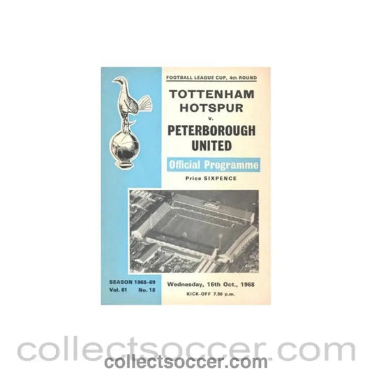 1968 - Tottenham Hotspur v Peterborough United official programme 16/10/1968 Football League - Collect Soccer