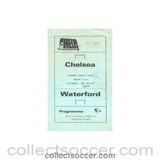 1968 - Waterford vChelsea official programme 10/08/1968