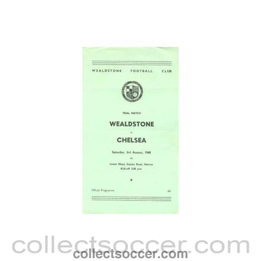 1968 - Wealdstone vChelsea official programme 03/08/1968