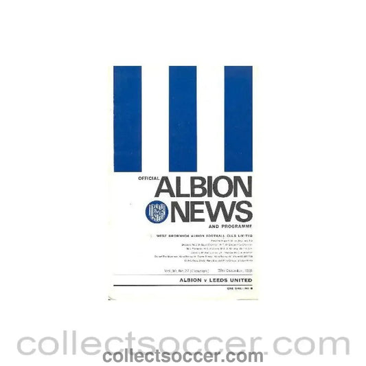 1968 - West Bromwich Albion v Leeds United official programme 28/12/1968 Football League - Collect Soccer