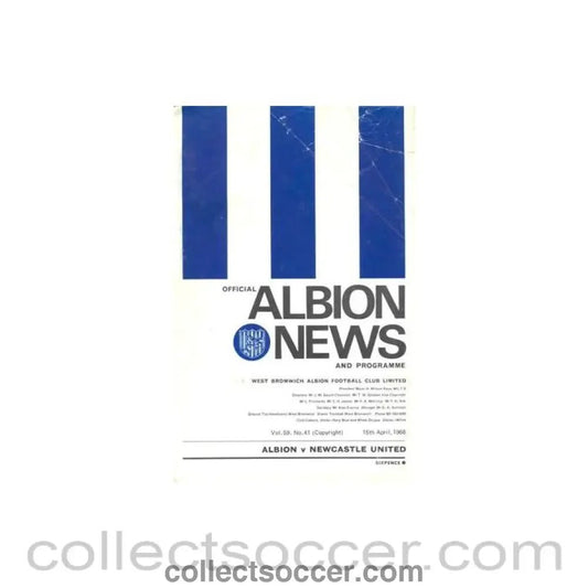 1968 - West Bromwich Albion v Newcastle United official programme 15/04/1968 Football League - Collect Soccer