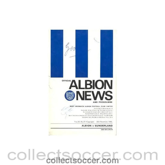 1968 - West Bromwich Albion v Sunderland official programme 30/11/1968 written on - Collect Soccer