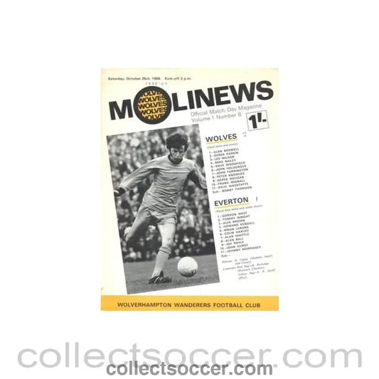 1968 - Wolverhampton Wanderers v Everton official programme 26/10/1968 Football League - Collect Soccer