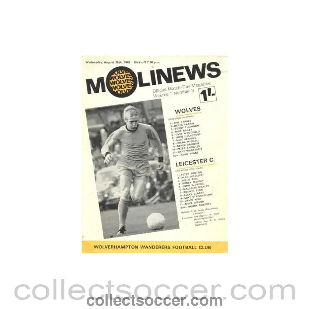 1968 - Wolverhampton Wanderers v Leicester City official programme 28/08/1968 Football League - Collect Soccer