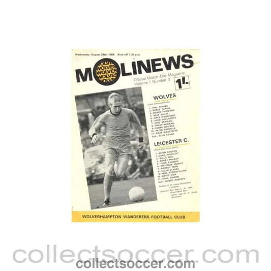 1968 - Wolverhampton Wanderers v Leicester City official programme 28/08/1968 Football League - Collect Soccer
