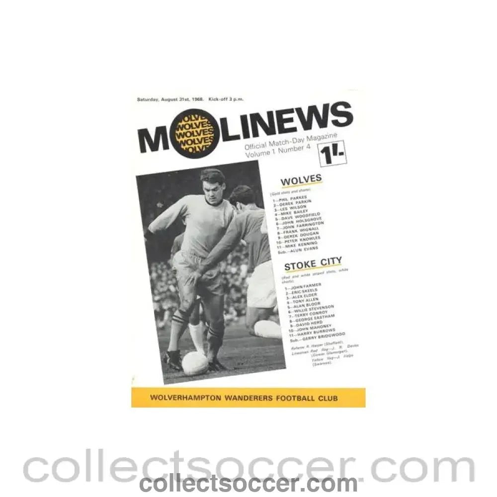 1968 - Wolverhampton Wanderers v Stoke City official programme 31/08/1968 Football League - Collect Soccer