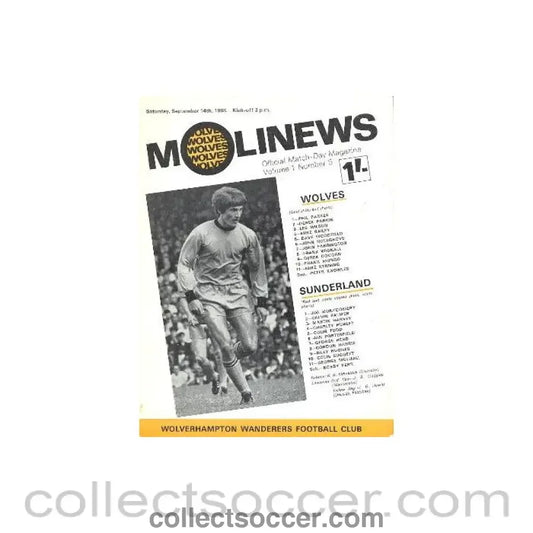 1968 - Wolverhampton Wanderers v Sunderland official programme 14/09/1968 Football League - Collect Soccer