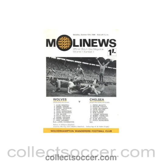 1968 - Wolverhampton Wanderers vChelsea official programme 12/10/1968