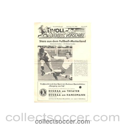 1969 - Alemannia Aachen vChelsea official programme 02/08/1969 Friendly Match