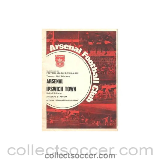 1969 - Arsenal v Ipswich Town official programme 18/02/1969