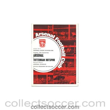 1969 - Arsenal v Tottenham Hotspur official programme 16/09/1969