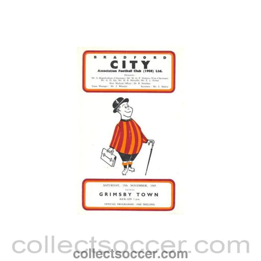 1969 - Bradford v Grimsby Town official programme 15/11/1969 Football League - Collect Soccer