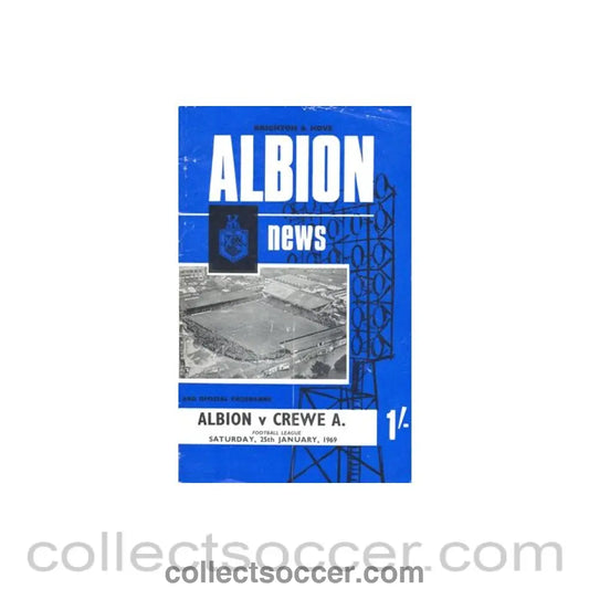 1969 - Brighton & Hove Albion v Crewe A. official programme 25/01/1969