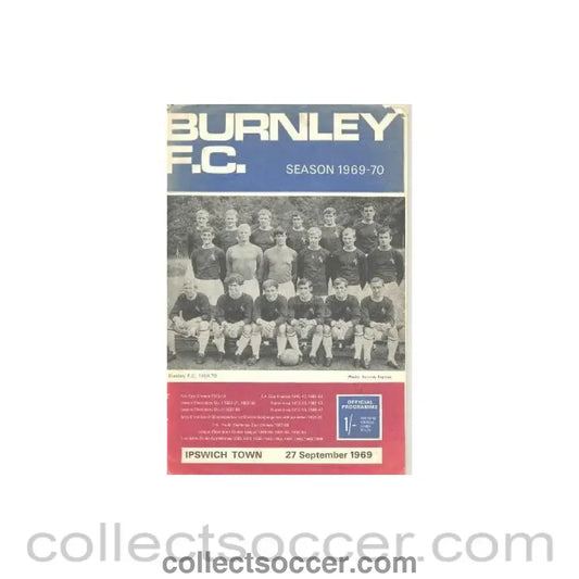 1969 - Burnley v Ipswich Town official programme 27/09/1969