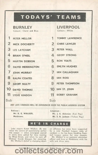 1969 - Burnley v Liverpool official programme 26/12/1969 - Collect Soccer