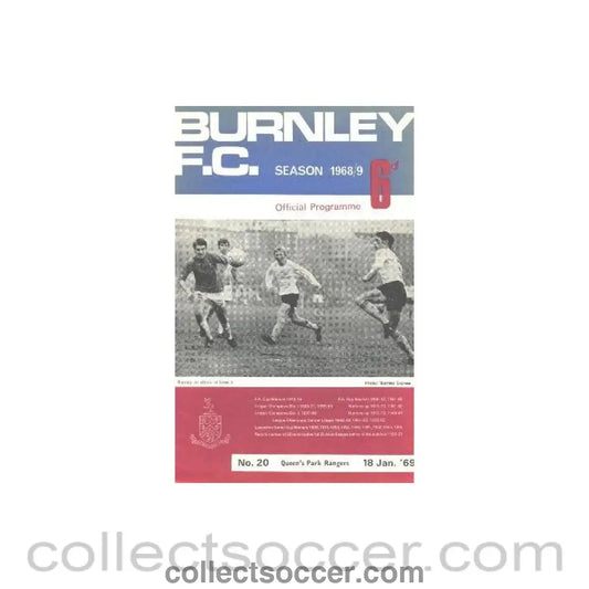 1969 - Burnley v Queen’s Park Rangers official programme 18/01/1969