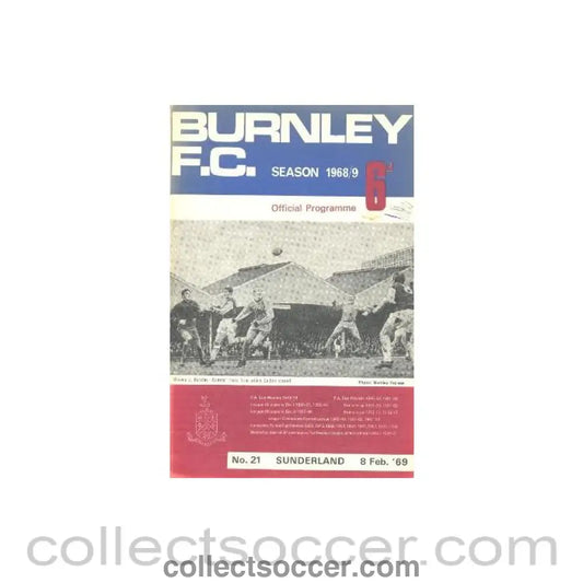 1969 - Burnley v Sunderland official programme 08/02/1969