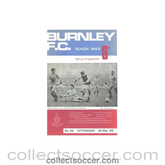 1969 - Burnley v Tottenham Hotspur official programme 29/03/1969