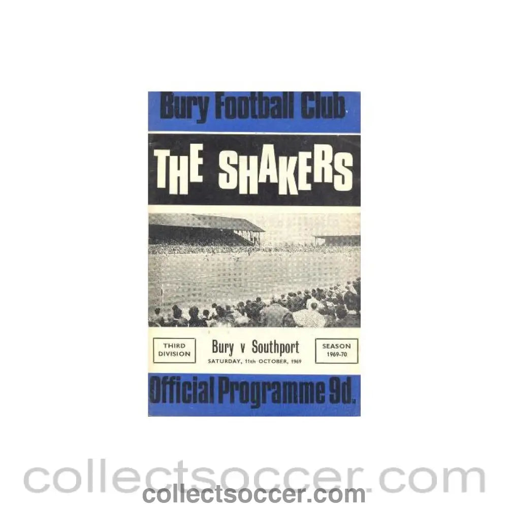 1969 - Bury v Southport official programme 11/10/1969 Football League