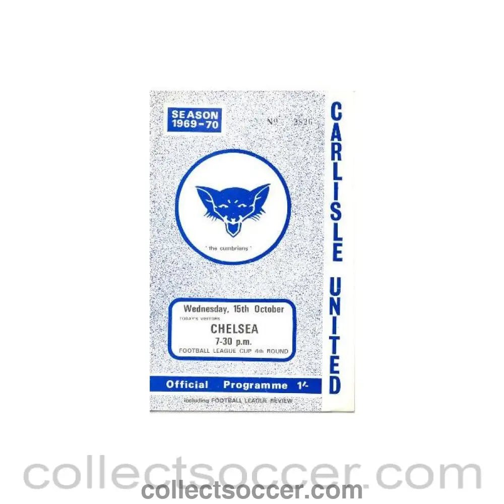 1969 - Carlisle v Chelsea football programme League Cup 15/10/1969 - Collect Soccer