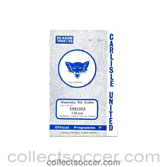 1969 - Carlisle v Chelsea football programme League Cup 15/10/1969