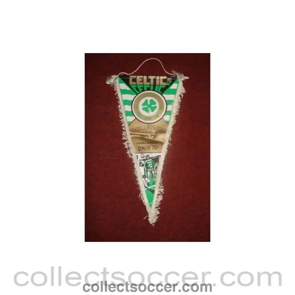 1969 - Celtic Double Winners 1969-1970 and 1971-1972 Pennant, 40 x 20 cm - Collect Soccer