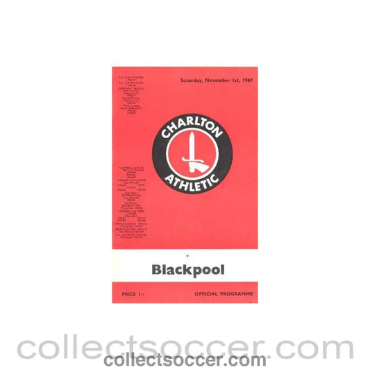 1969 - Charlton Athletic v Blackpool official programme 01/11/1969 Football League