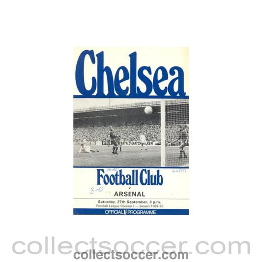 1969 - Chelsea v Arsenal official programme 27/09/1969 Football League token missing and hence half price