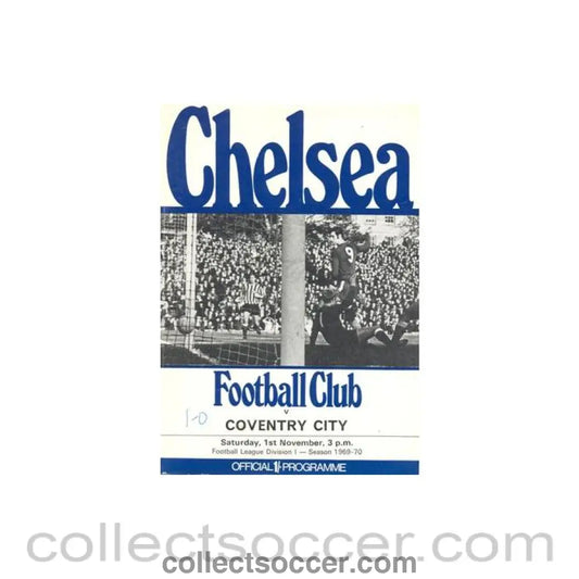 1969 - Chelsea v Coventry City official programme 01/11/1969 Football League token missing and hence half price