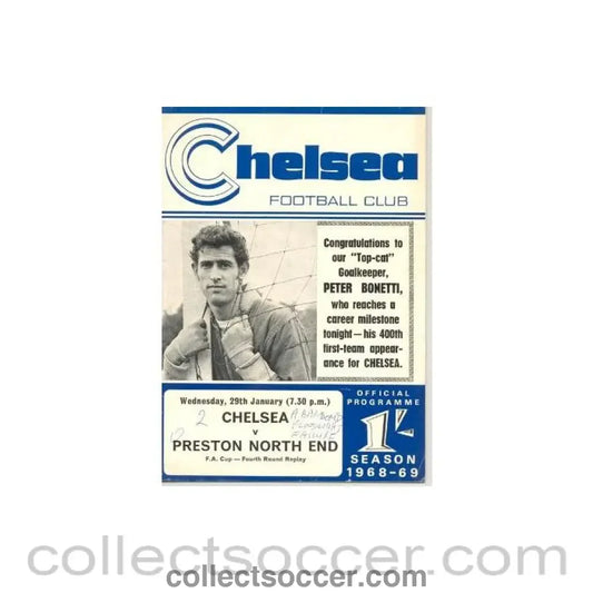 1969 - Chelsea v Preston North End official programme 29/01/1969