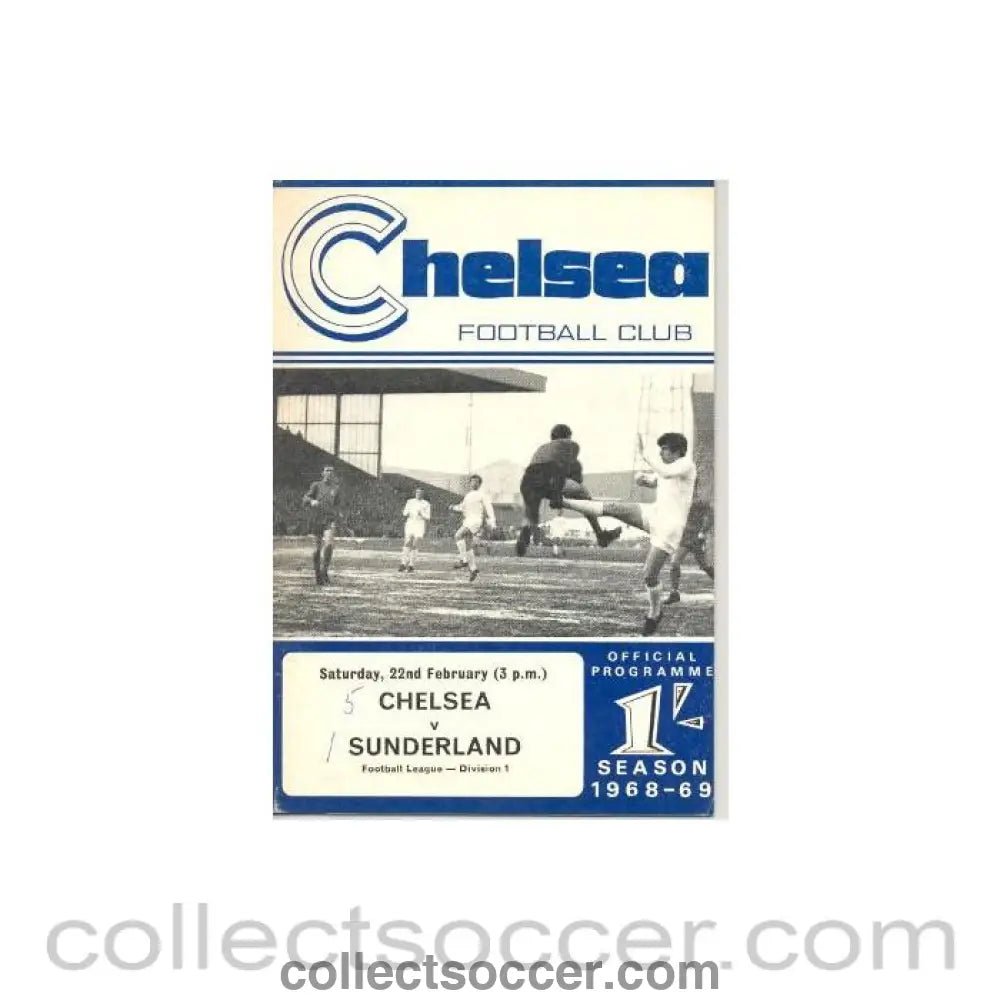 1969 - Chelsea v Sunderland official programme 22/02/1969 - Collect Soccer