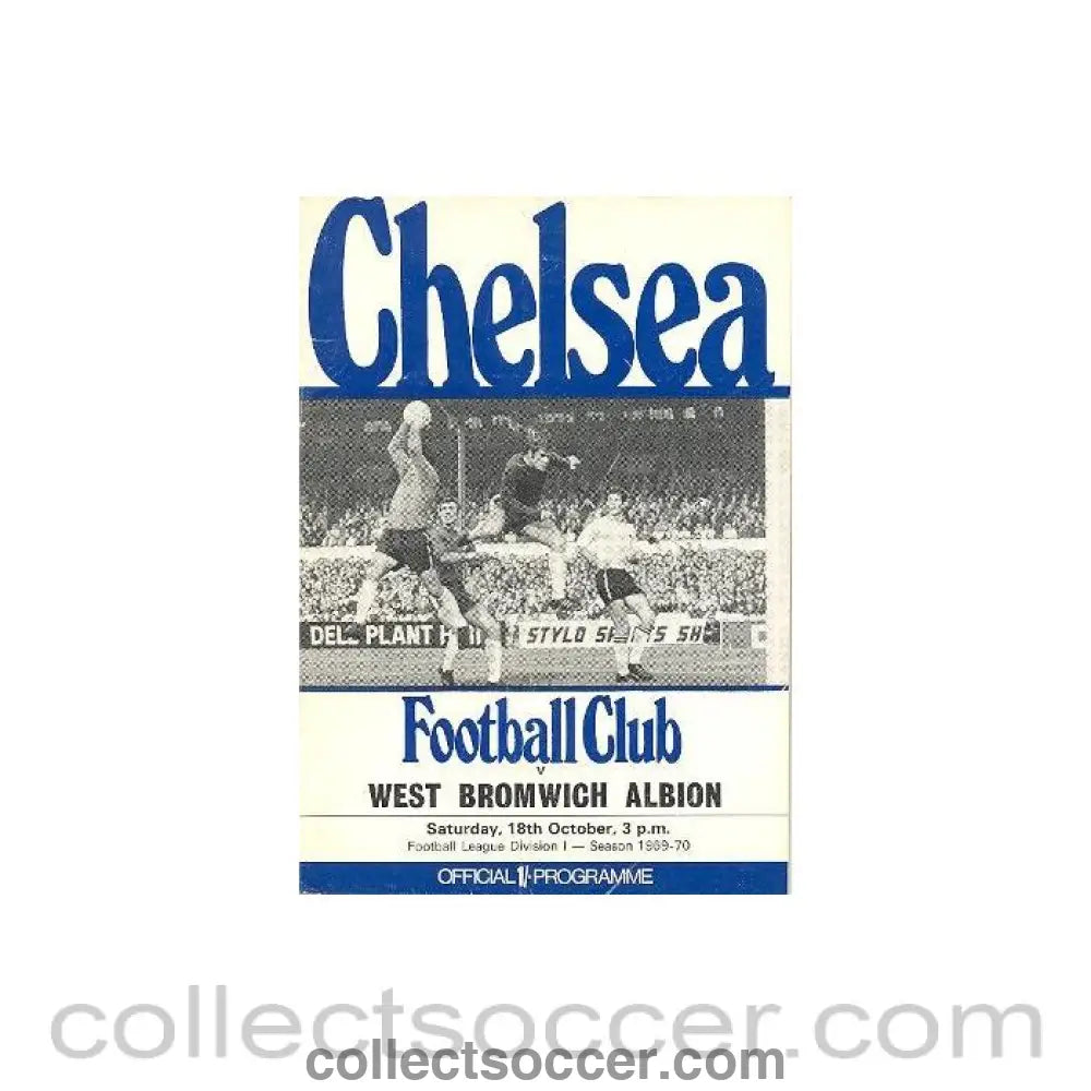 1969 - Chelsea v West Bromwich Albion official programme 18/10/1969 Football League