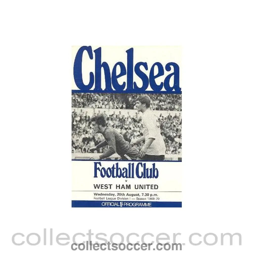 1969 - Chelsea v West Ham United official programme 20/08/1969 Football League - Collect Soccer