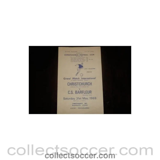 1969 - Christchurch v Barfleur, France official programme 31/05/1969, Semi-Professional International - Collect Soccer