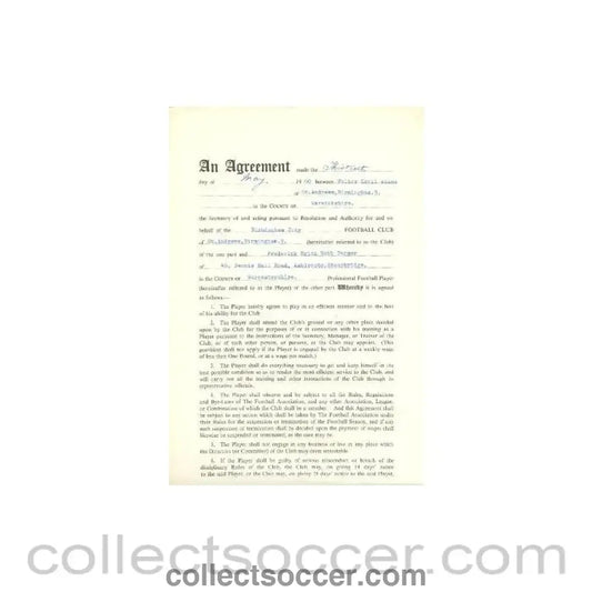 1969 - Contract For Hire of a Player between Birmingham City F.C. and Frederick Brian Webb Farmer of 13/05/1969